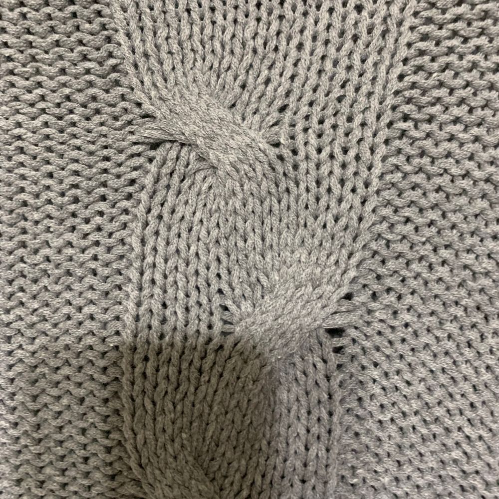 Gray Chunky Cable Fisherman Turtleneck Sweater Size Large Oversized - Picture 4 of 7